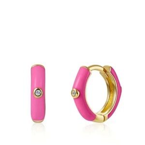 Gold/Pink  huggie hoop earrings